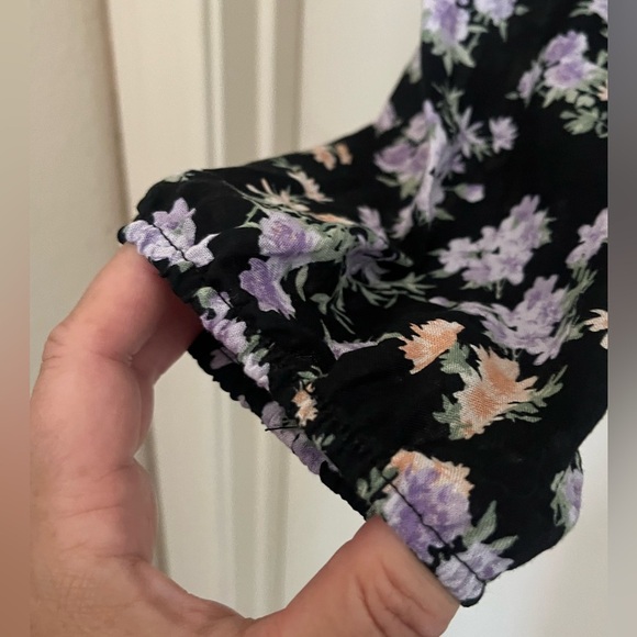 Hippie Rose Floral Women's Top - Black and Purple - Picture 2 of 4